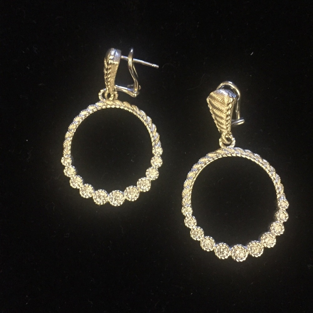 Judith Ripka Sterling Silver and CZ Earrings